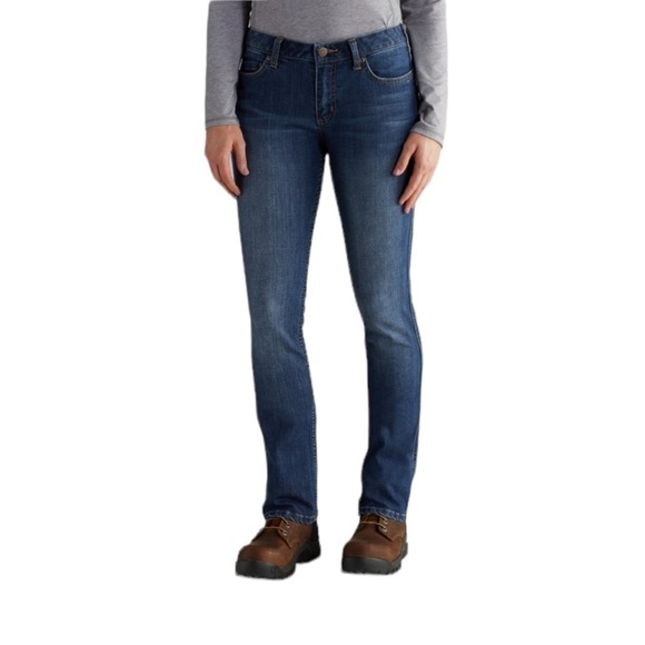 CARHARRT Slim Fit Layton Boot Cut Denim Work Jeans Women's Size 16 Tall - Picture 1 of 16